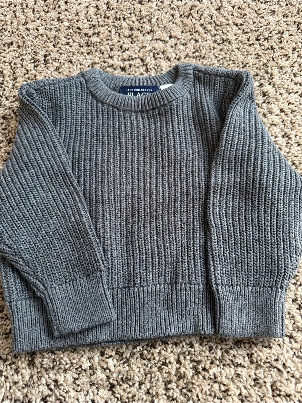 The Children's Place Charcoal Gray Ribbed Crewneck Sweater